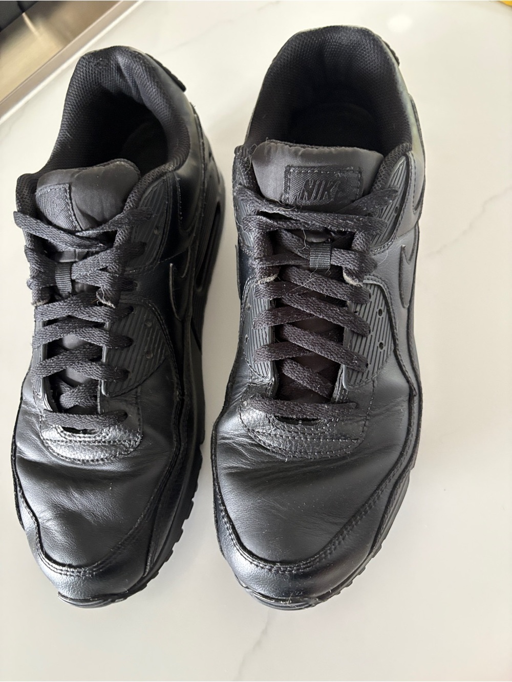 Nike Men's Air Max All-Black Leather Athletic Sneakers